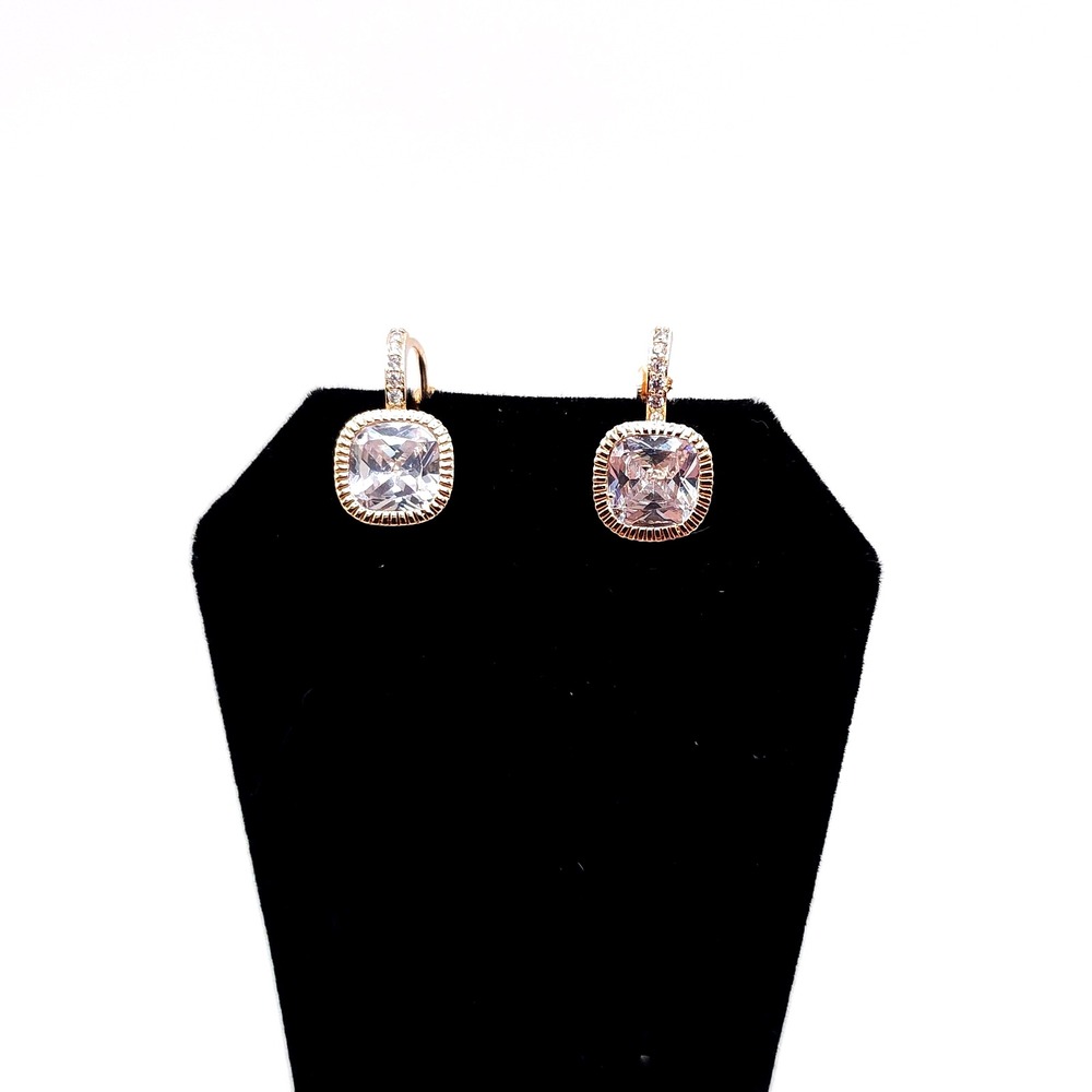 Catherine's Gold Tone Crystal Huggie Drop Earrings NWT